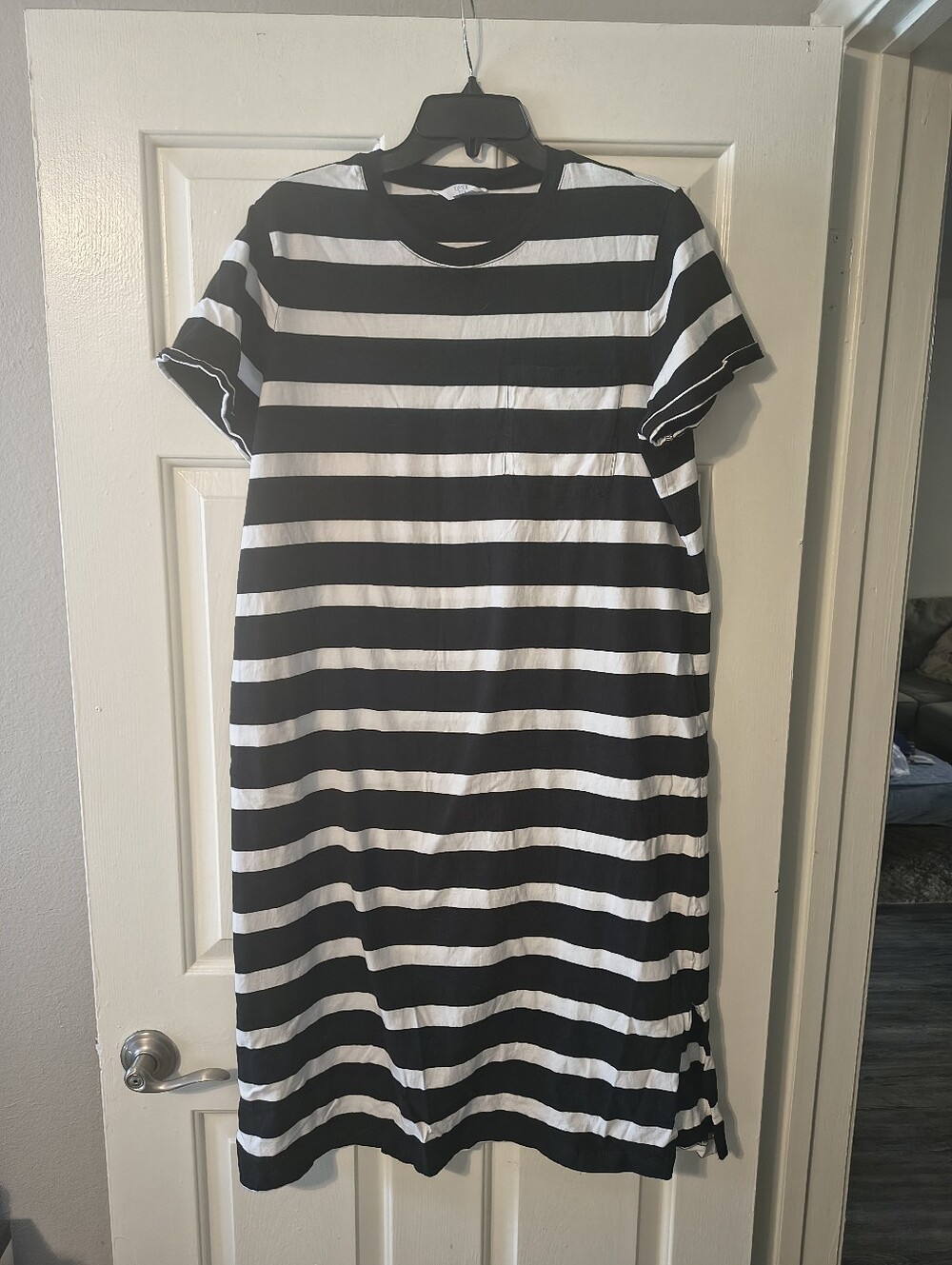 TIME AND TRU Black & White Striped Midi Dress – Size XXL (20)